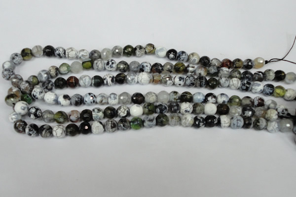 CAG1508 15.5 inches 8mm faceted round fire crackle agate beads