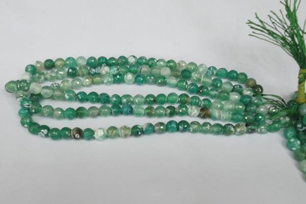 CAG1509 15.5 inches 8mm faceted round fire crackle agate beads