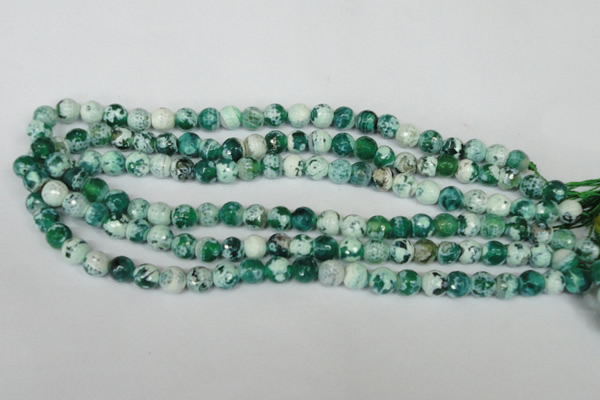 CAG1510 15.5 inches 8mm faceted round fire crackle agate beads