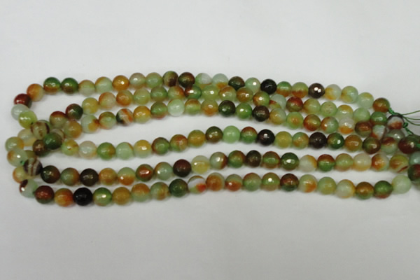 CAG1513 15.5 inches 8mm faceted round fire crackle agate beads