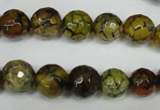 CAG1523 15.5 inches 10mm faceted round fire crackle agate beads