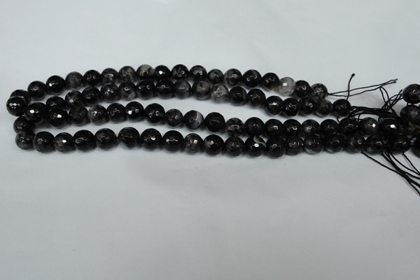 CAG1524 15.5 inches 10mm faceted round fire crackle agate beads