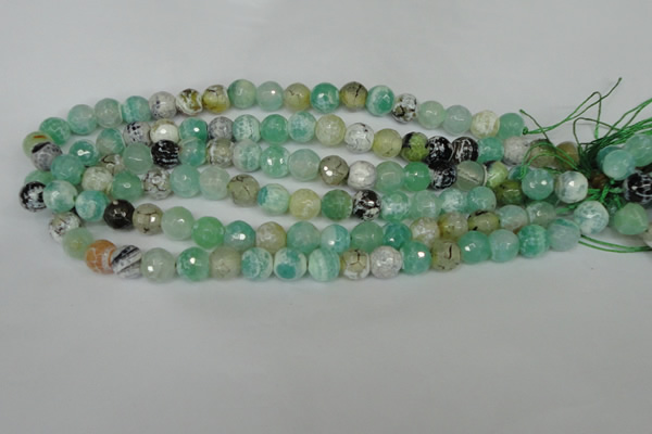 CAG1528 15.5 inches 10mm faceted round fire crackle agate beads