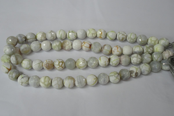 CAG1534 15.5 inches 12mm faceted round fire crackle agate beads