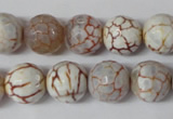 CAG1535 15.5 inches 12mm faceted round fire crackle agate beads