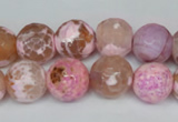 CAG1536 15.5 inches 12mm faceted round fire crackle agate beads