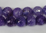 CAG1537 15.5 inches 12mm faceted round fire crackle agate beads