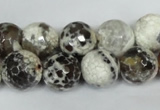 CAG1538 15.5 inches 12mm faceted round fire crackle agate beads