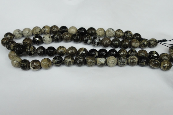 CAG1540 15.5 inches 12mm faceted round fire crackle agate beads