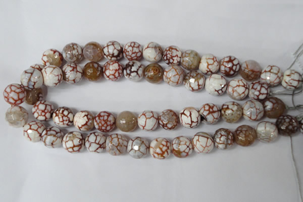 CAG1545 15.5 inches 14mm faceted round fire crackle agate beads