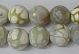 CAG1546 15.5 inches 14mm faceted round fire crackle agate beads