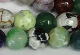 CAG1550 15.5 inches 14mm faceted round fire crackle agate beads