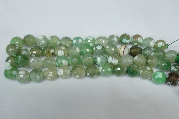 CAG1552 15.5 inches 14mm faceted round fire crackle agate beads