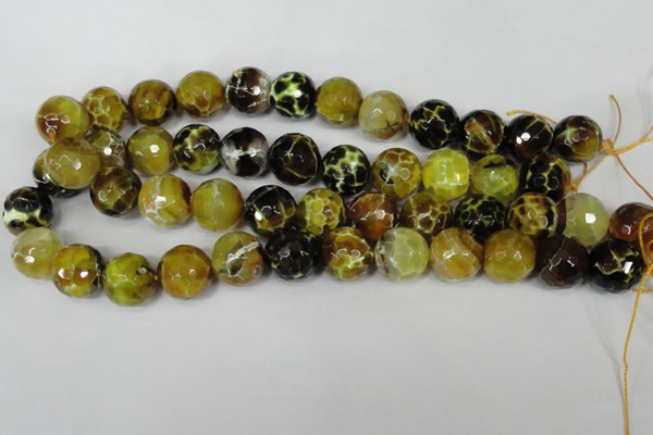 CAG1557 15.5 inches 16mm faceted round fire crackle agate beads