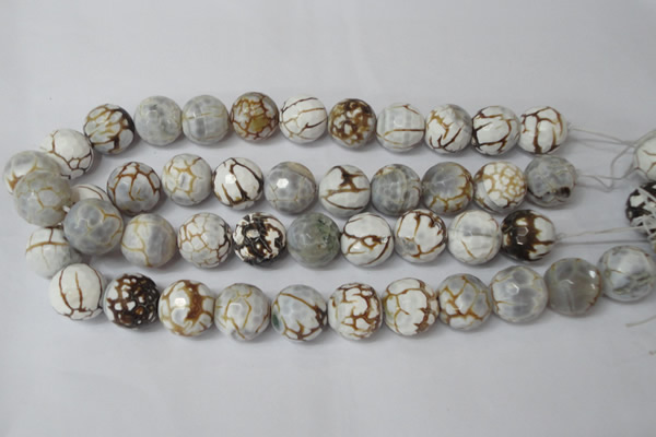 CAG1567 15.5 inches 18mm faceted round fire crackle agate beads