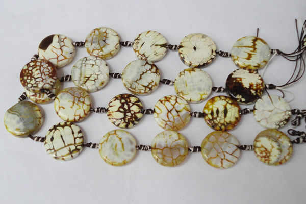 CAG1571 15.5 inches 25mm coin fire crackle agate beads wholesale