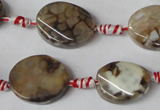 CAG1576 15.5 inches 15*20mm twisted oval fire crackle agate beads