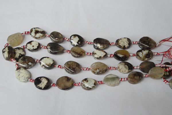 CAG1576 15.5 inches 15*20mm twisted oval fire crackle agate beads