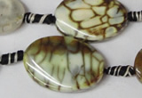 CAG1577 15.5 inches 20*30mm twisted oval fire crackle agate beads