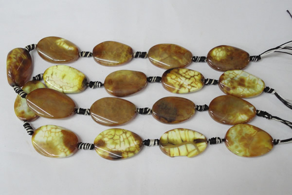 CAG1578 15.5 inches 20*30mm twisted oval fire crackle agate beads