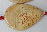 CAG1585 15.5 inches 30*45mm flat teardrop fire crackle agate beads