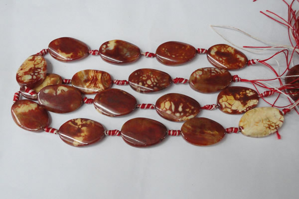 CAG1589 15.5 inches 20*30mm twisted oval fire crackle agate beads