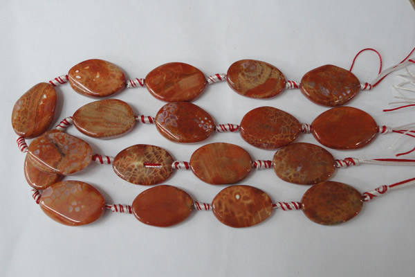 CAG1590 15.5 inches 20*30mm twisted oval fire crackle agate beads