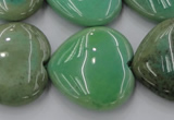 CAG1612 15.5 inches 30*30mm heart green grass agate beads