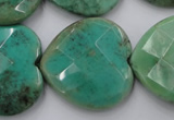 CAG1614 15.5 inches 30*30mm faceted heart green grass agate beads