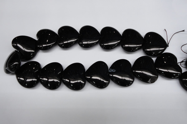 CAG1631 15.5 inches 32*32mm heart black agate gemstone beads