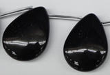 CAG1632 Top-drilled 25*32mm flat teardrop black agate gemstone beads