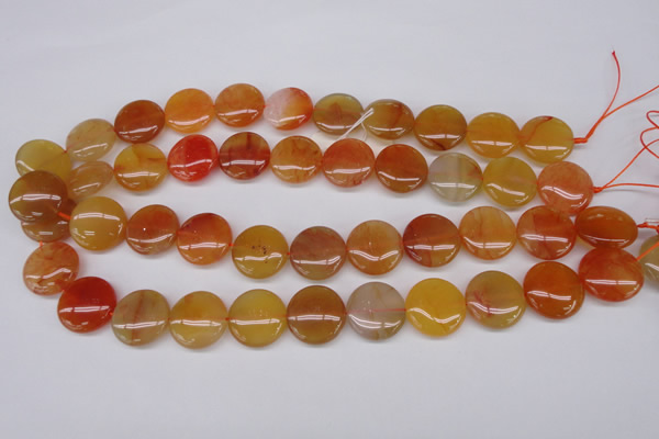 CAG1649 15.5 inches 18mm flat round red agate gemstone beads