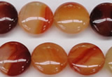 CAG1650 15.5 inches 20mm flat round red agate gemstone beads