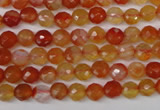 CAG1655 15.5 inches 6mm faceted round red agate gemstone beads