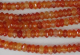 CAG1663 15.5 inches 3*6mm faceted rondelle red agate gemstone beads