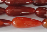 CAG1667 15.5 inches 10*30mm faceted teardrop red agate gemstone beads