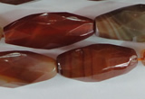 CAG1670 15.5 inches 14*30mm faceted rice red agate gemstone beads