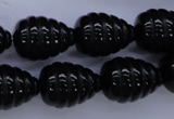 CAG1691 15.5 inches 15*20mm carved teardrop black agate beads