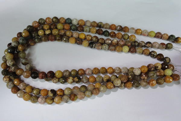 CAG1712 15.5 inches 8mm faceted round rainbow agate beads