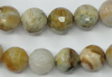 CAG1834 15.5 inches 12mm faceted round bamboo leaf agate beads