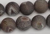 CAG1845 15.5 inches 16mm round matte druzy agate beads whholesale