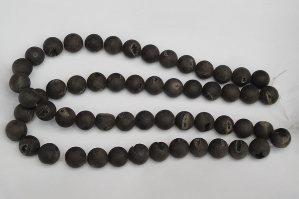 CAG1848 15.5 inches 14mm round matte druzy agate beads whholesale