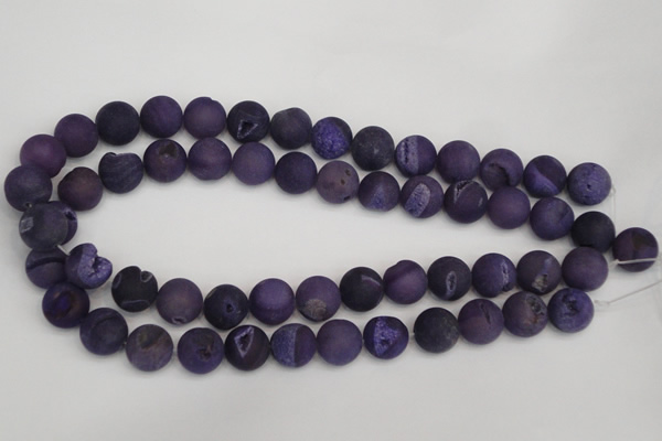 CAG1852 15.5 inches 14mm round matte druzy agate beads whholesale