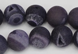 CAG1853 15.5 inches 16mm round matte druzy agate beads whholesale