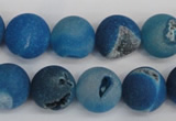 CAG1856 15.5 inches 14mm round matte druzy agate beads whholesale