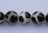 CAG1871 15.5 inches 8mm faceted round tibetan agate beads wholesale