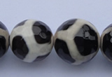 CAG1874 15.5 inches 14mm faceted round tibetan agate beads wholesale