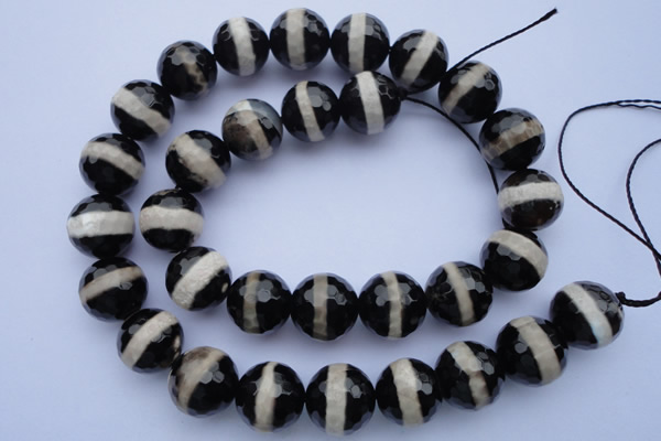 CAG1879 15.5 inches 8mm faceted round tibetan agate beads wholesale