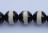 CAG1880 15.5 inches 10mm faceted round tibetan agate beads wholesale