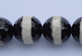 CAG1881 15.5 inches 12mm faceted round tibetan agate beads wholesale